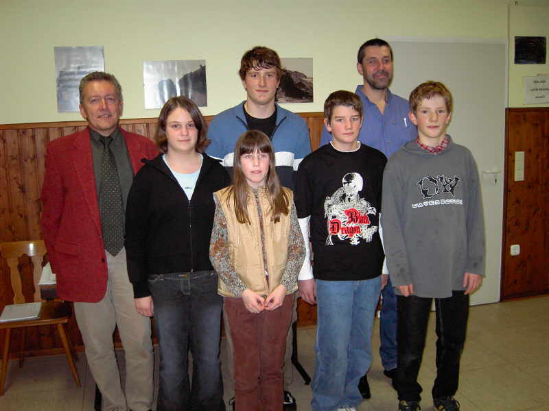 Ehrung der Vereinsmeister 2004 der Sch�lerinnen und Sch�ler